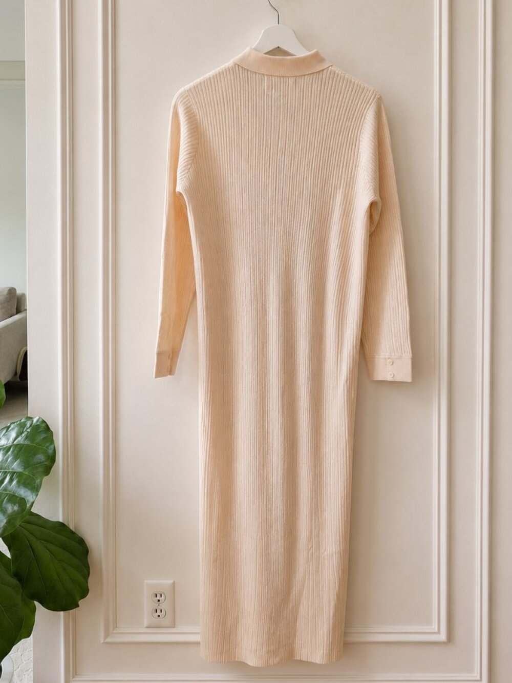 Mango MNG Ribbed Knit Long Buttoned Cardigan | XS Cream Beige - Picture 2 of 5